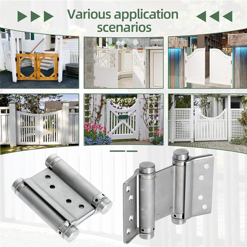 ABMH-3Inch Double Action Spring Hinges, Self Closing Door Hinges For Saloon Cafe Pub Swinging Doors, Including Pins 4-Pack