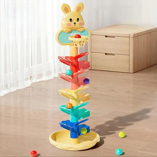 Kids Ball Shoot Track Toy 45753 Layers Cartoon Rabbit Rolling Ball Tower