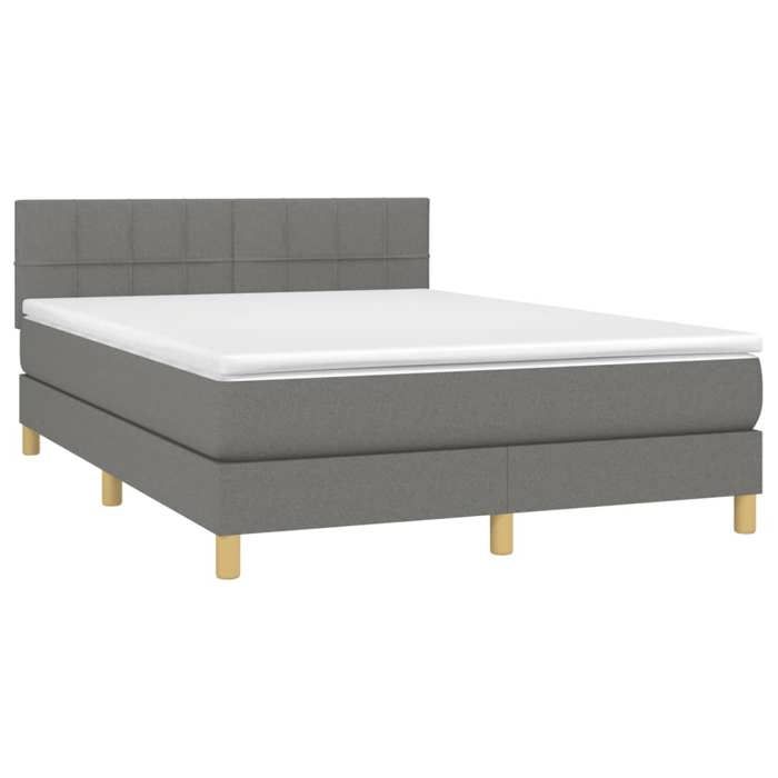 Maison Exclusive - Sommier à lattes de lit avec matelas Gris foncé 140x200cm Tissu
