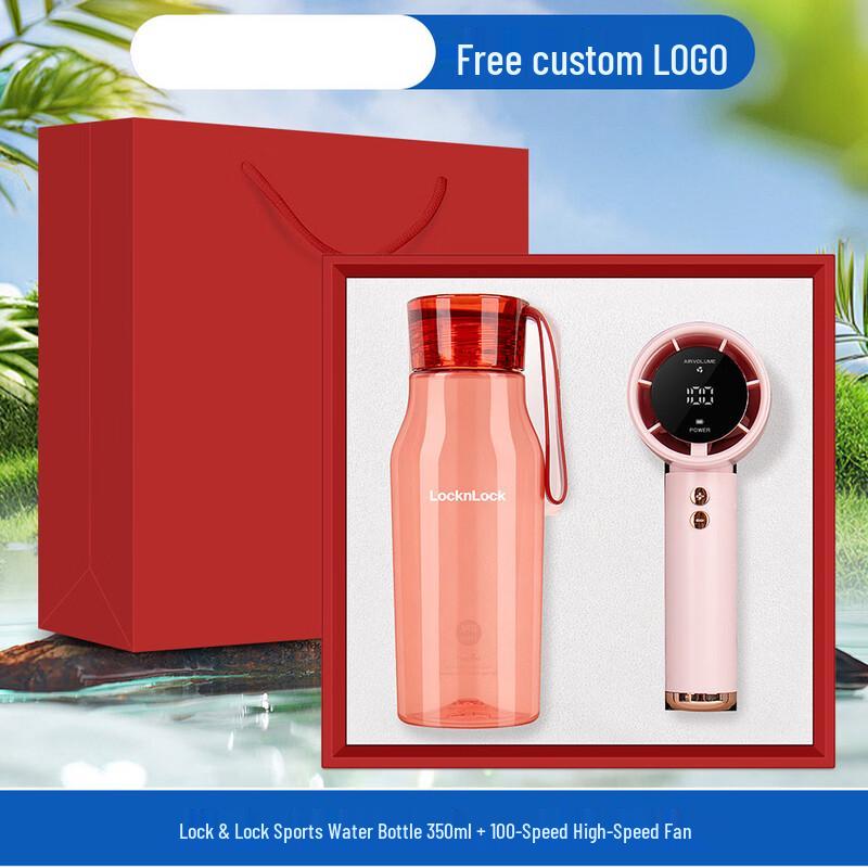 Summer Cooling Mini Fan Gift Set Water Cup + Mini Fan красный