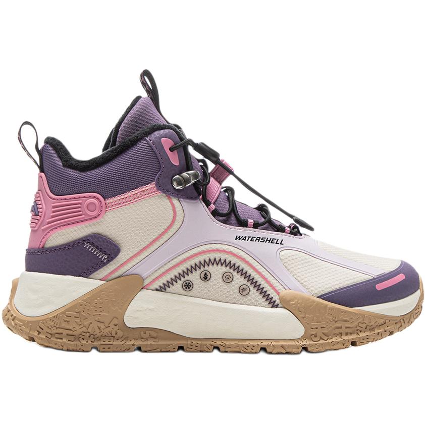 Li Ning Kids Outdoor Fabric Comfortable Versatile Wear-Resistant Waterproof High-Top Outdoor Shoes Kids Shoes Beige YKET010-4