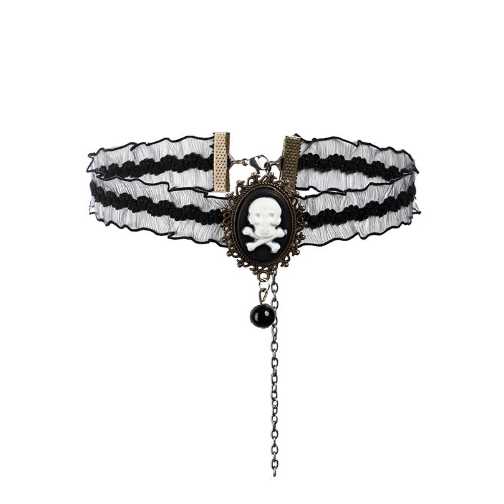 Headband Skull Head Choker Gothic Skull Man Hairpin Horrible Bloodstained Veil  Party