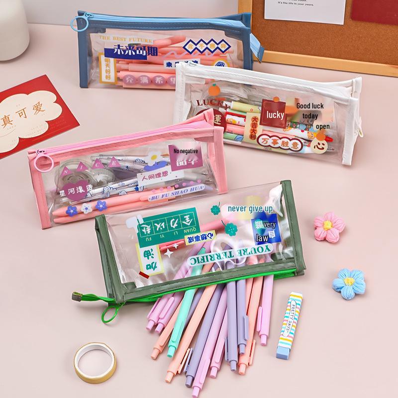 Transparent Large Capacity Pencil Case for Girls - Ideal for Primary and Kindergarten Students