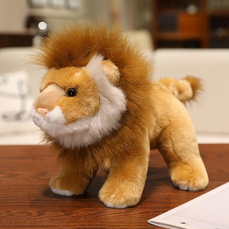 Simulated Lion Stuffed Plush Toys Jungle Animal Brown White Lion Plushies Dolls Desktop Ornament Kids Favors Birthday Gifts 16cm