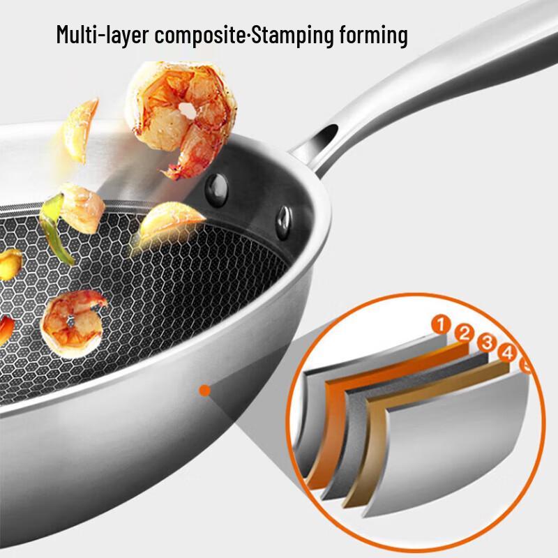 Kombach 32cm Honeycomb 304 Stainless Steel Stir-Fry Wok