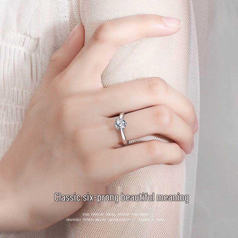 Min Yue S925 Silver Moissanite Open Ring - Exclusive Xiaohongshu Style