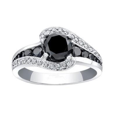 Fashion Black And White Sapphire 925 Sterling Silver Women Wedding Engagement Natular Gemstone Jewelry Ring Size4 -10