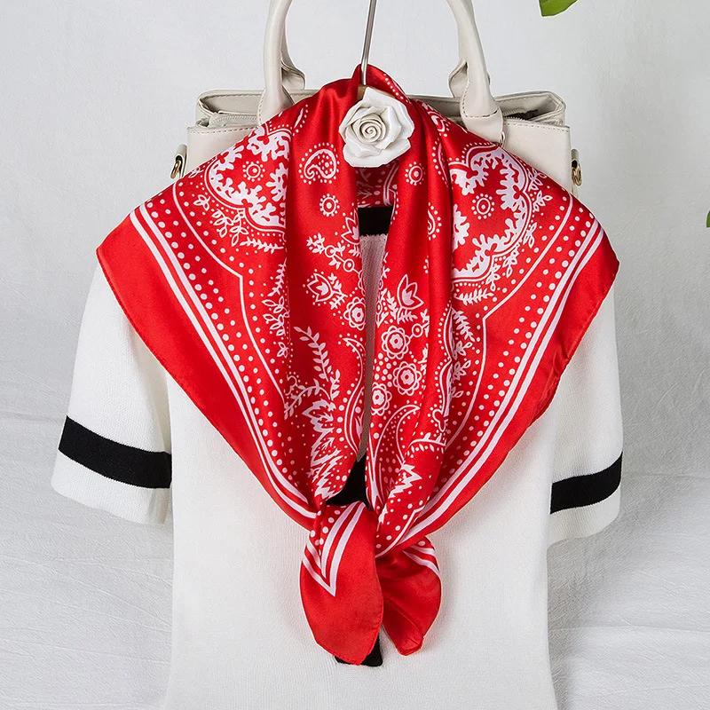 Fashion Paisley Print Kerchief Women Hair Scarf Silk Headband Bandana Head Scarves Female 70*70cm Square Hijab Scarfs For Ladies