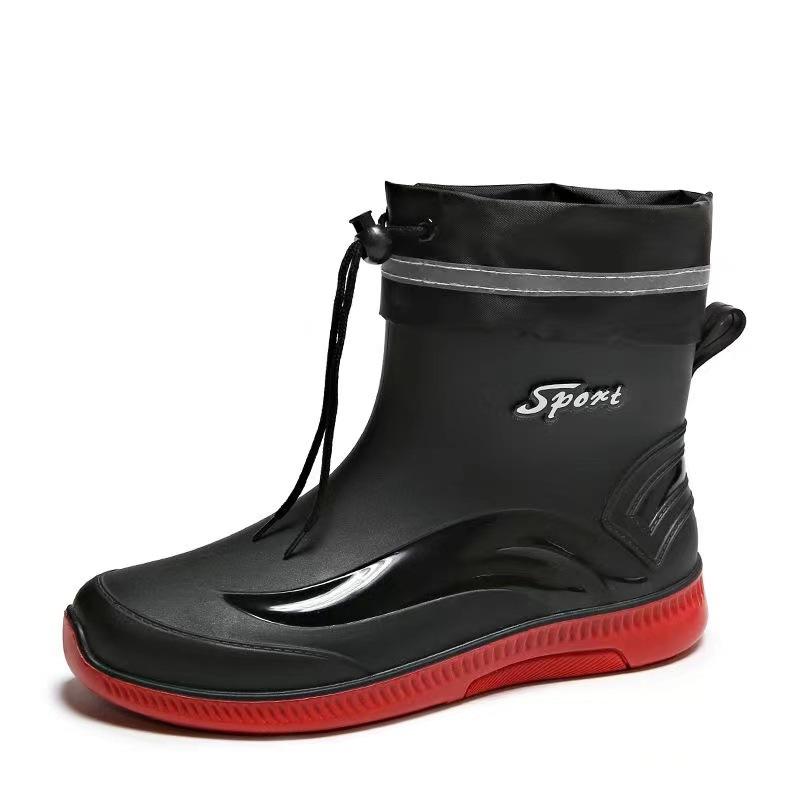 Water shoes men's rain shoes non-slip waterproof shoes fleece rain boots closed rubber shoes short rubber shoes men