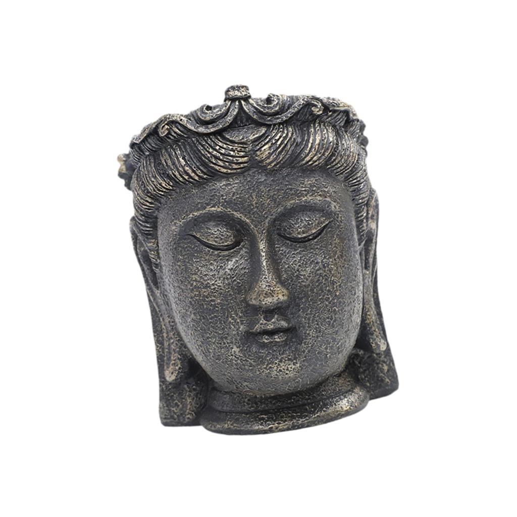 Buddha Head Resin Planter Modern Decorative Flowerpot Statue for Home Office Desktop Garden