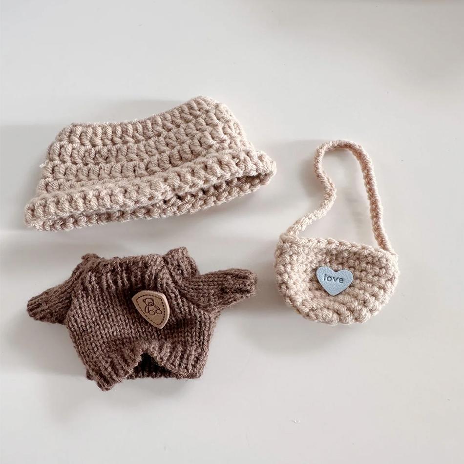 17cm Niedliche Mini Labubu Kleidung Sitzende Party Plüschpuppe DIY Halloween Spitzhut Kleine Kürbis Dekorative Kleidung Accessoires