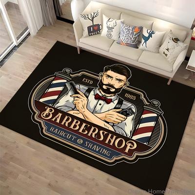 15 Size Barber Shop Retro Signage Area Rug Large Carpet Rug for Living Room Bedroom Kitchen Bathroom Bedside Play Anti-slip Mat