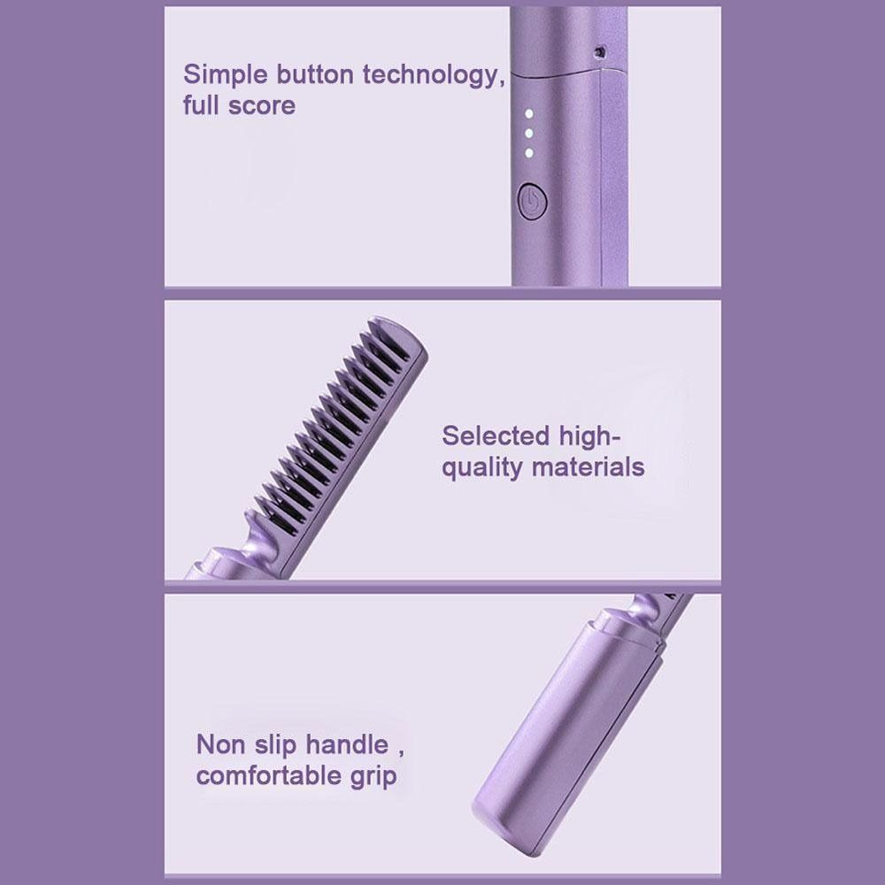 USB Hair Straightener Rechargeable Fast Heating Comb Portable Lazy Wireless Hair Hot Comb Women