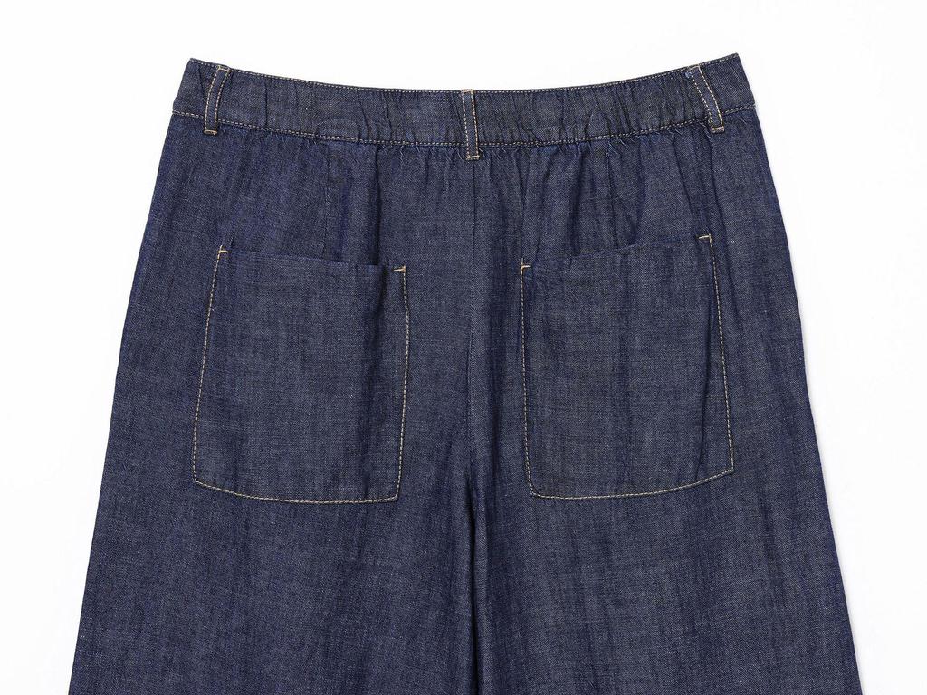 Summer European & American Style Denim Shirt with Decoration & Wide Leg Pants