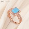 Trendy Luxury Rectangle Crystal Resizable Rings For Women Wedding Party Fashion Rose Gold Color Cubic Zirconia Jewelry Gift