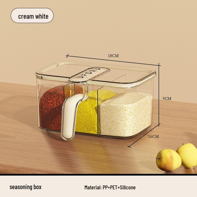 Luxury Kitchen Condiment Set: 4-Grid Storage Jars for Salt, Sugar, and Seasonings