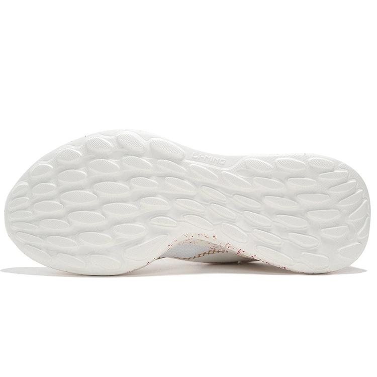 New LiNing Soft Element Cushioning Anti Slip And Wear Resistant Low Top Sports Casual Shoes White Gold Red AGLS012-4
