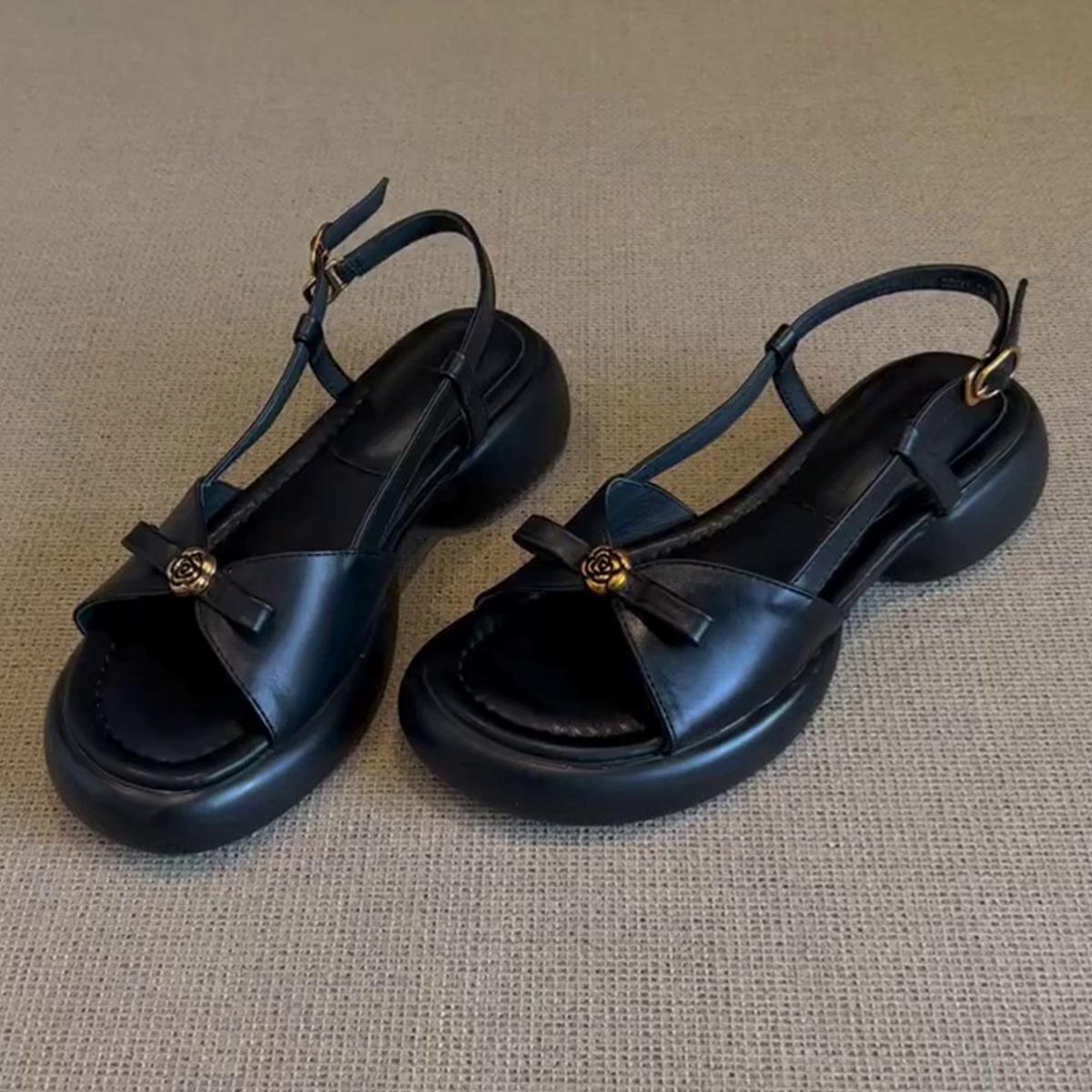 

Версия для города~ нишевый стиль высокого класса сандалии с перемычкой и круглым носком женская мода удобные римские сандалии на одной педали 35