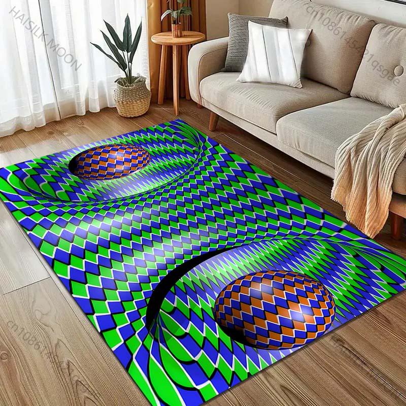 3D Optical Illusion Printing Carpet for Living Room Bedroom Sofa Doormat Home Decor Area Rugged Non-slip Floor Mat Large Size