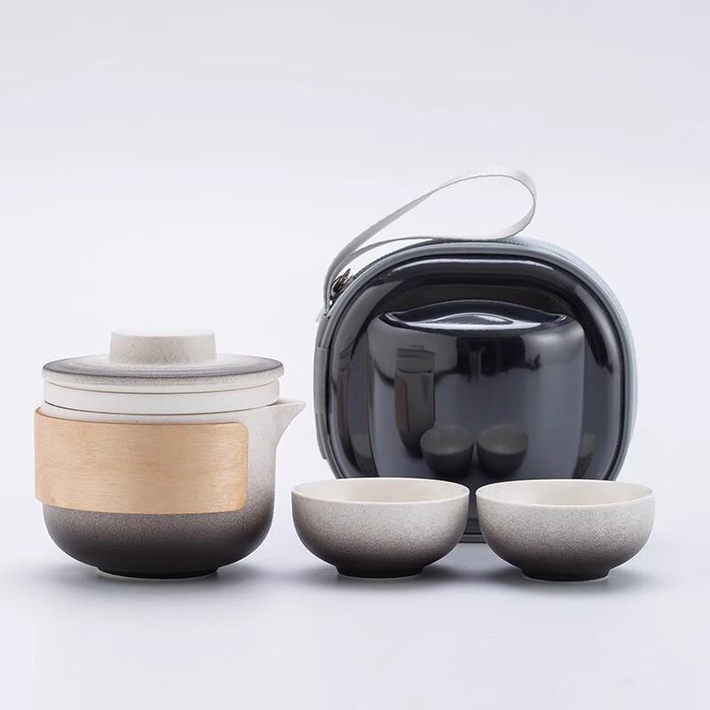 Portable Ceramic Kung Fu Tea Set - 1 Pot, 2 Cups