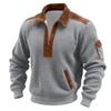 Men's Solid Color Corduroy Zipper Neck Long Sleeve Top Men's Casual Lapel Top