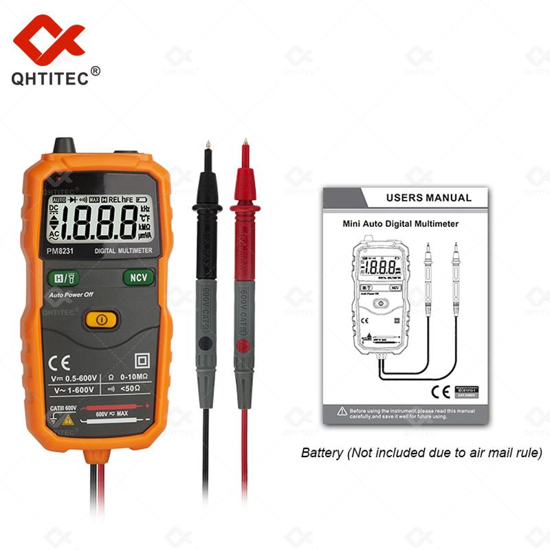 Mini Digital Multimeter 2000 Counts Pm8231 Ncv Non-contact Voltage Detection 1-600v Ohm Meter Tester Electrician Tools