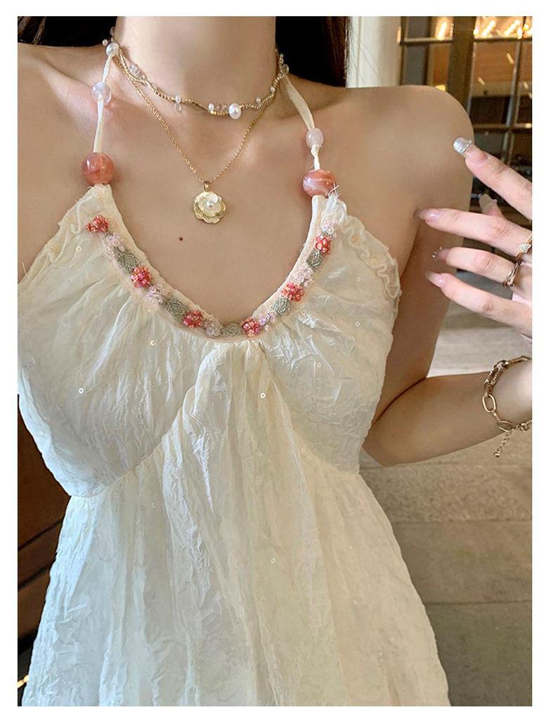 French Halterneck Strappy Summer Dress - Women's Elegant Beach Chiffon Long Dress for Vacation (2026)