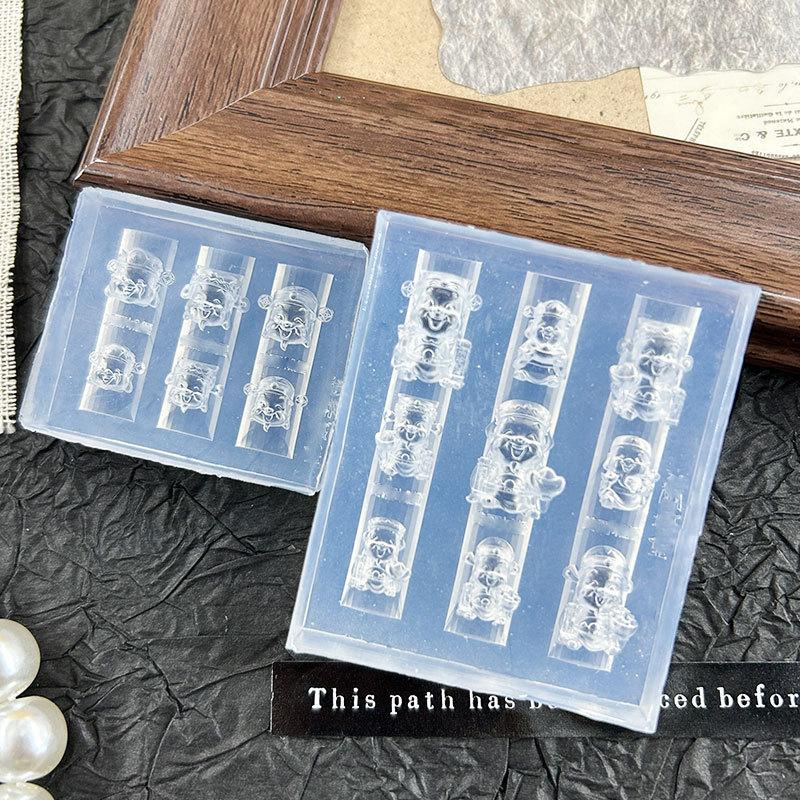 3D Silicone Nail Art Mold Template Lotus Lantern Goldfish Plate Buckle Carving Stencil Tool Diy Design Manicure Charm Decor
