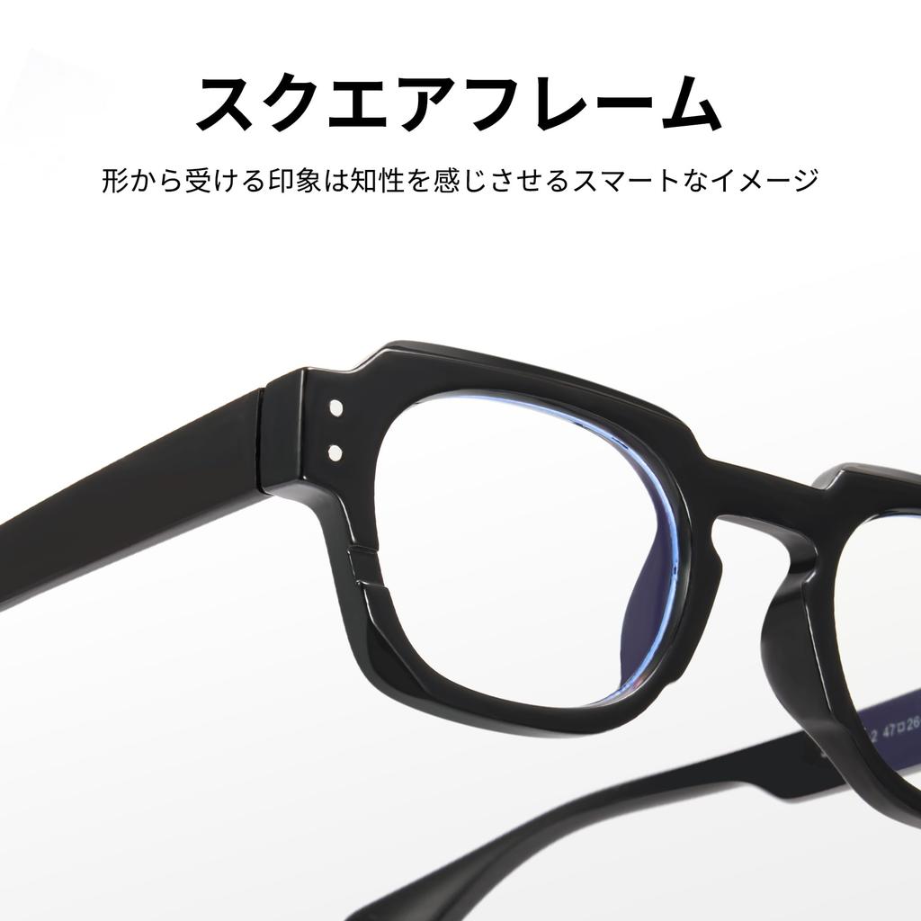 thick acetate fashion blue light round UV 8293T01 [Cyxus] Black-rimmed eyeglasses, frame, glasses, cut, non-prescription, shape, protection, unisex,