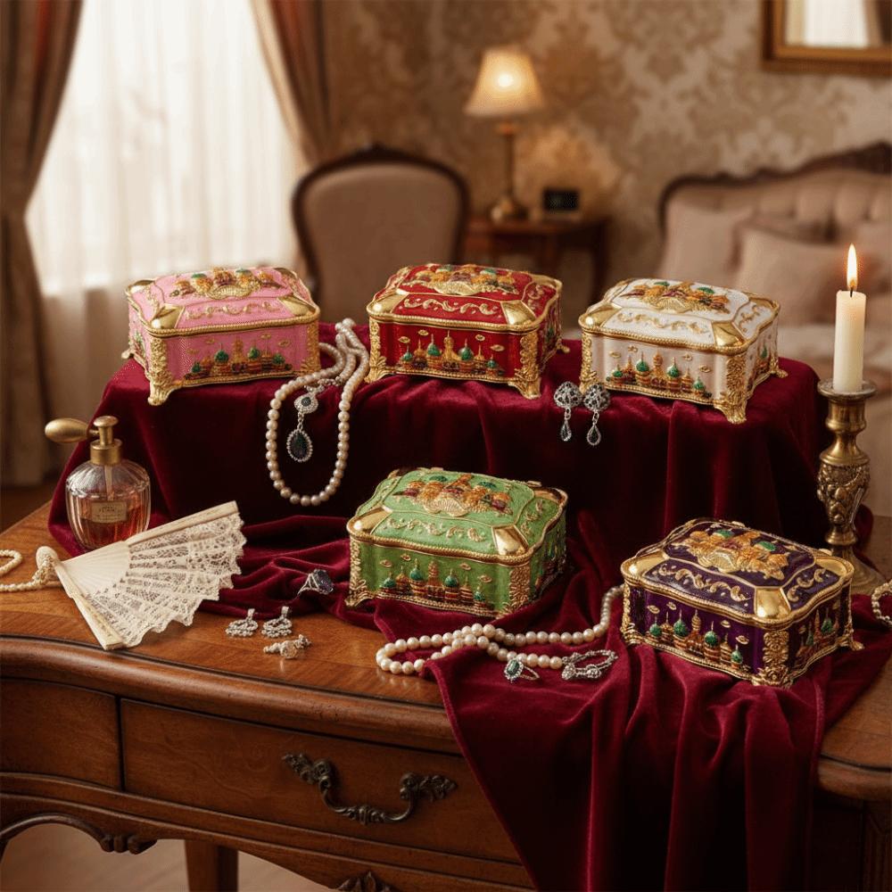 Mini Portable Jewelry Storage Box Enamel Zinc Zinc Alloy Dresser Display Ring Storage Jar  Wedding Gifts