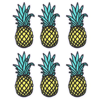 6 STUKS Geborduurd Patch Ananasvormig Naai Strijk op Doek Sticker DIY Kleding Decoratie