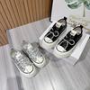 European Sequined Canvas Shoes Low-top Muffin and Platform Shoes Children's 2025 New Popular Versatile Casual Board Shoes Tide
