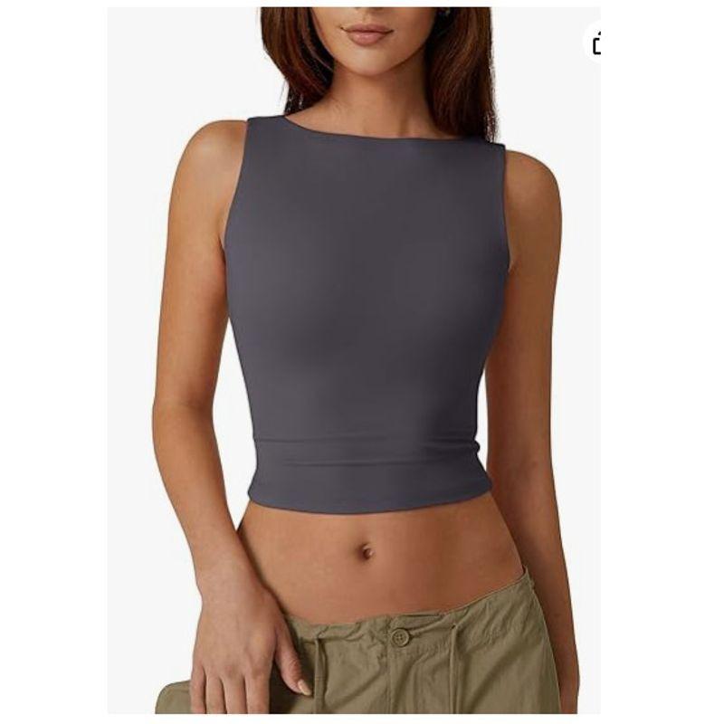 Solid Color round Neck Neck Sleeveless Top Pure Color round Neck Slim Fit Sleeveless Top Women
