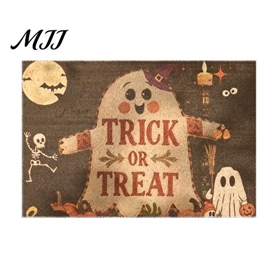 Indoor Balcony Entrance Mat 3D Halloween Rug, Spooky Welcome Absorbent Doormat, Festive Doorway Rug Non-Slip Diatomaceous Earth for Home Bathroom