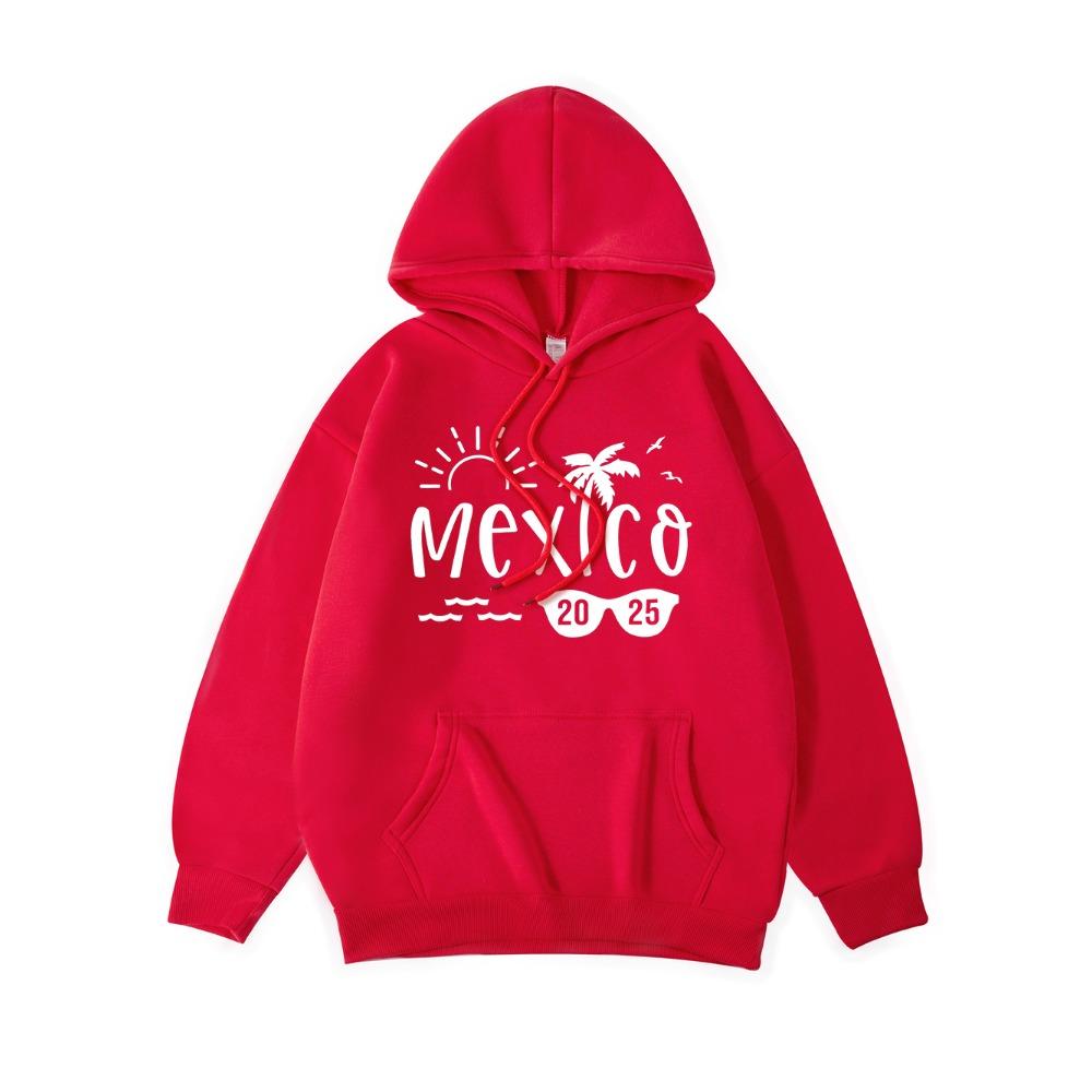 Mexico Beach Printing Hoodies Womens Basics Comfortable Hooded Fleece Warm Loose Sweatshirt Pocket Womans Streetwears