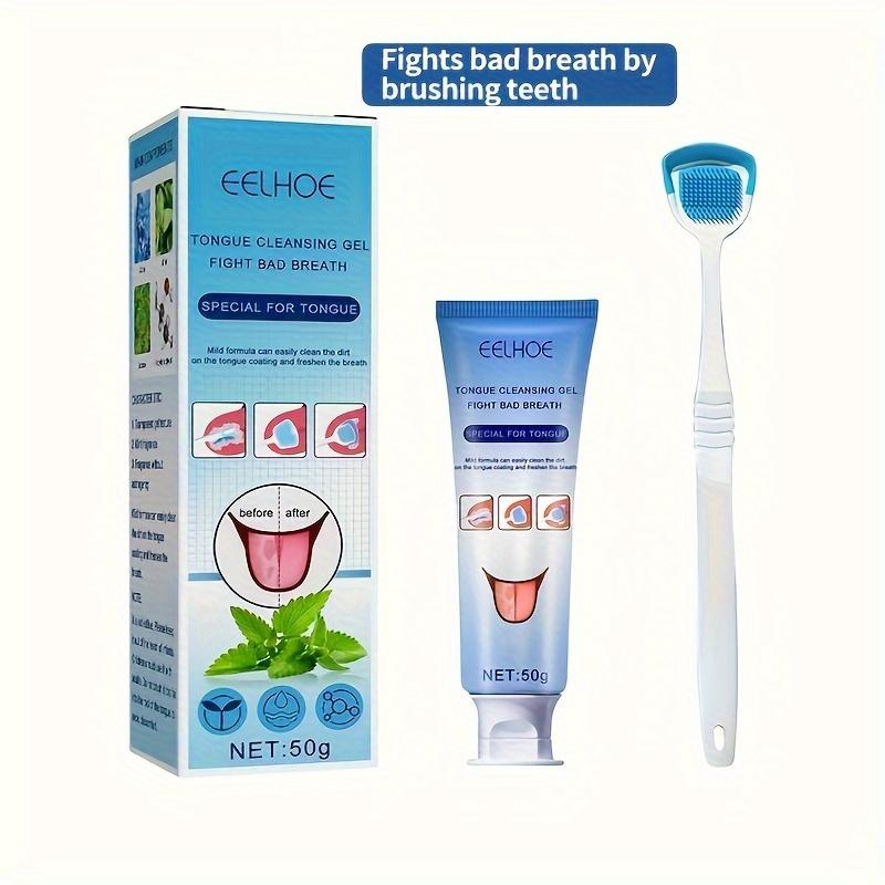Tongue Cleansing Gel with Brush, Tongue Cleaning, Mouth Care, and Freshen Your Oral Hygiene Tongue Cleaning Kit 50g(1.76oz)
