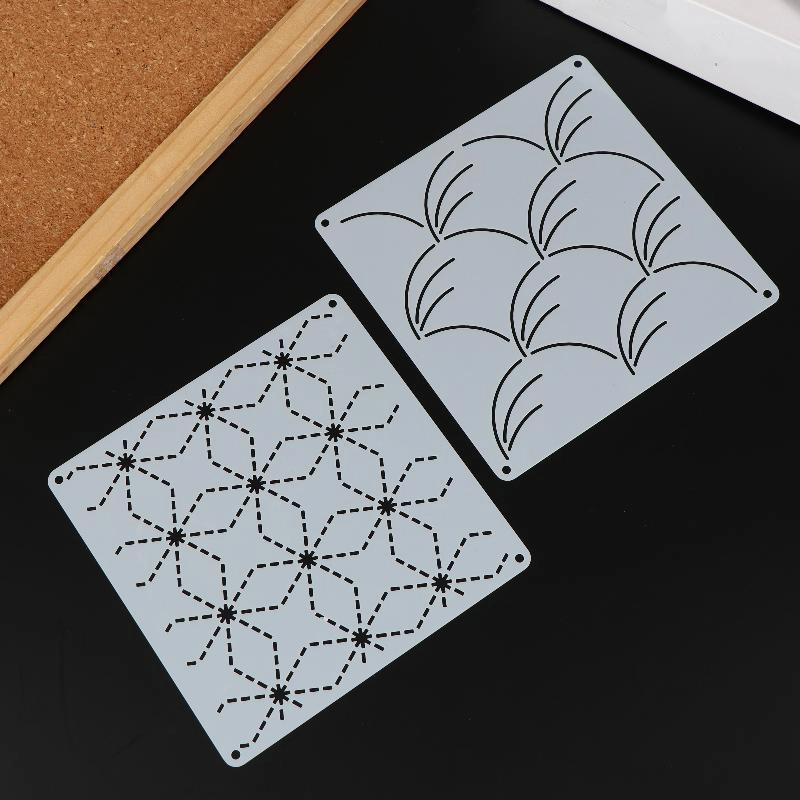 9/32Pcs Sashiko Embroidery Template Diy Geometric Patchwork Stencil Reusable Pet Stencil Handmade Embroidery Handicraft Tools