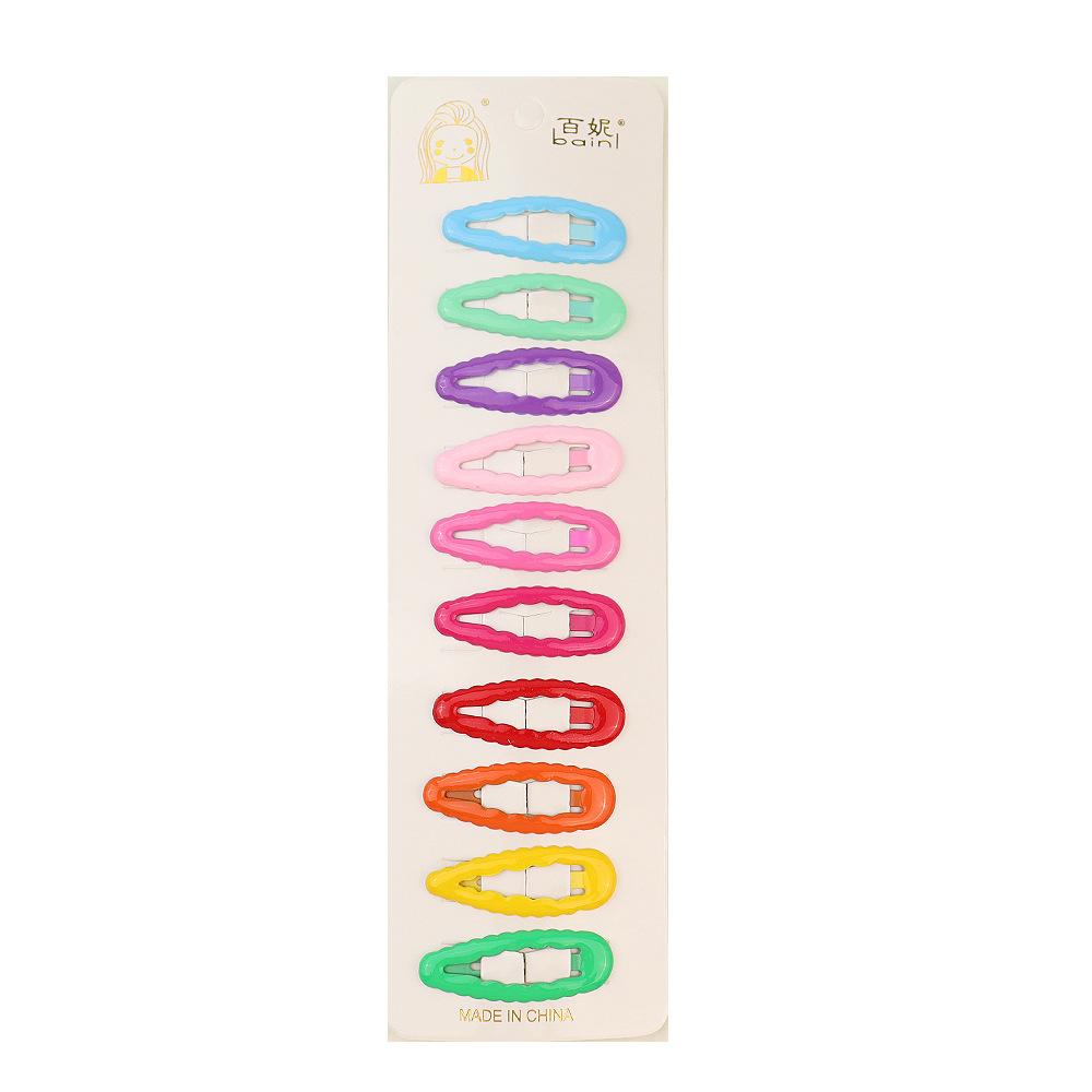 10pcs/pack Girls Colorful Alloy Bobby Pins Lovely Water-drop Heart Star Hairpins Rainbow Hair Clips Barrette Grips For Children