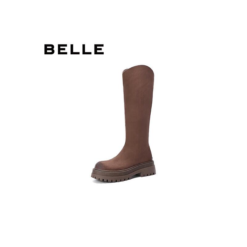 Женские ретро зимние сапоги Belle с толстой подошвой, на молнии, высокие 35
