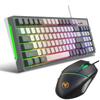 HXSJ Wired Keyboard and Mice Combo with Mice Pad 96 Keys Compact Keyboard with Colorful Lights 4 Adjustable Speeds