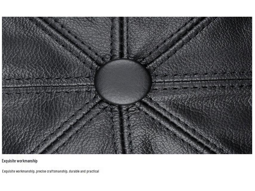 Podzimní/Zimní baret z pravé kůže: Pánská osmihranná čepice Newsboy z hovězí kůže, Malířská čepice s kšiltem, Korejský styl, Dámská trendy čepice.