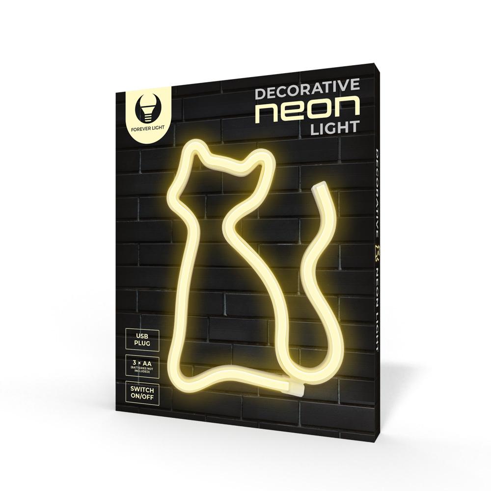 Neon Led Kot Ciepły Biały Bat + Usb Flne03 Forever Light