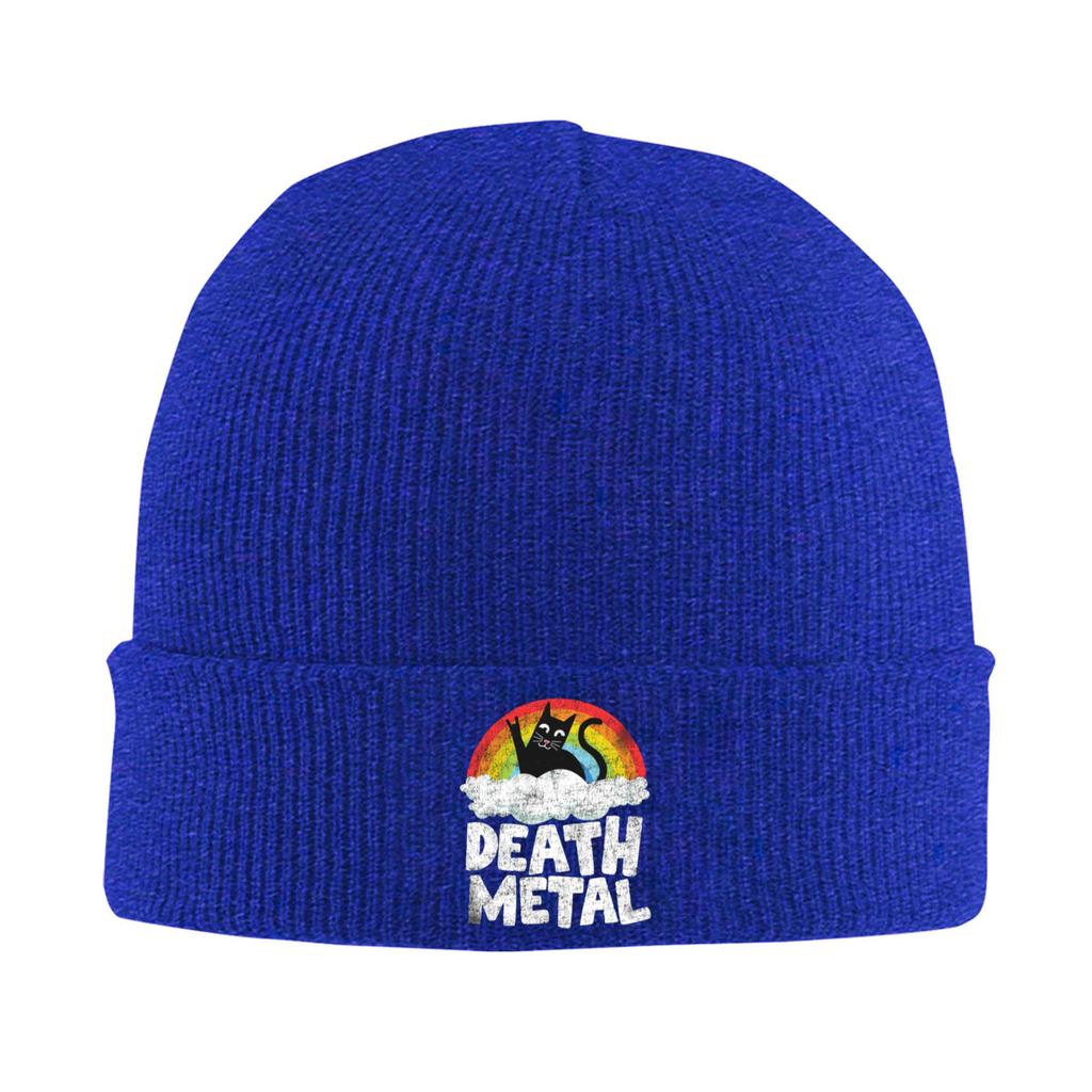 Funny Death Metal Cat Gift Rainbow Heavy Metal  Warm Knitted Cap Winter Knit Bonnet Hat Skullies Beanies Hip Hop Caps for Unisex