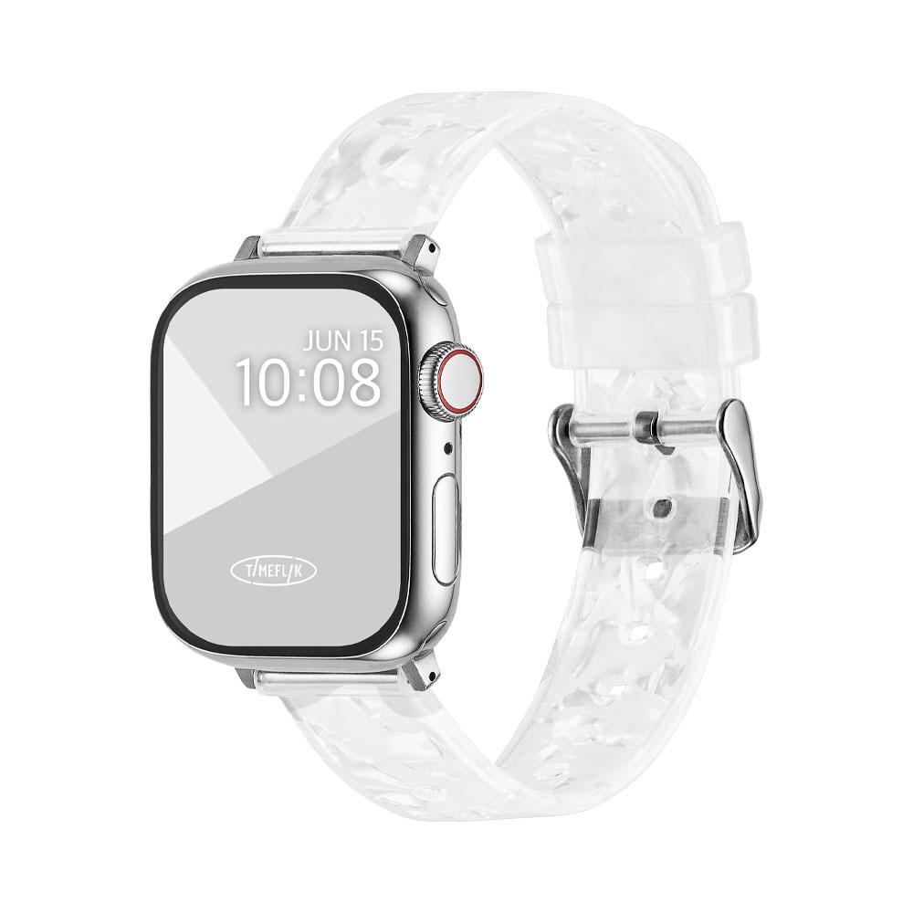 Taimpeullig Glass Mother-Of-Pearl Apple Watch Strap Compatible Band For Apple Watch 3 Ultra, Apple Watch 3 Se2, And Galaxy Watch 6 - Shine Snow