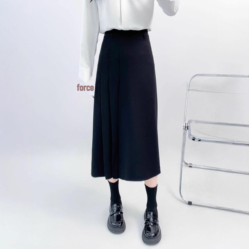 Plus Size Professional Black Midi Pencil Skirt with Slit