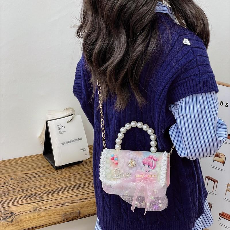 Lightweight Pearl Charming Shoulder Bag For Girls Featuring Cute Princess Design