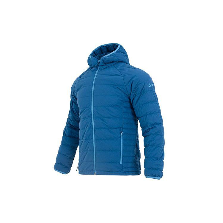 

Under Armour Stretch Down Jacket Solid Logo Print Sports Casual Hooded Warm Down Coat Men Jackets Blue 1355858-437 M