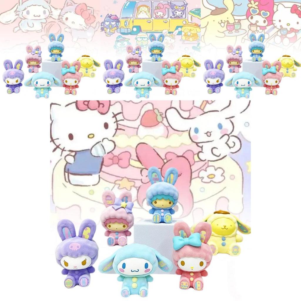 Adorable Sanrio Pvc Figure Collection Cute Sitting Cinnamon Dog Kuromi My Melody Toy Gift