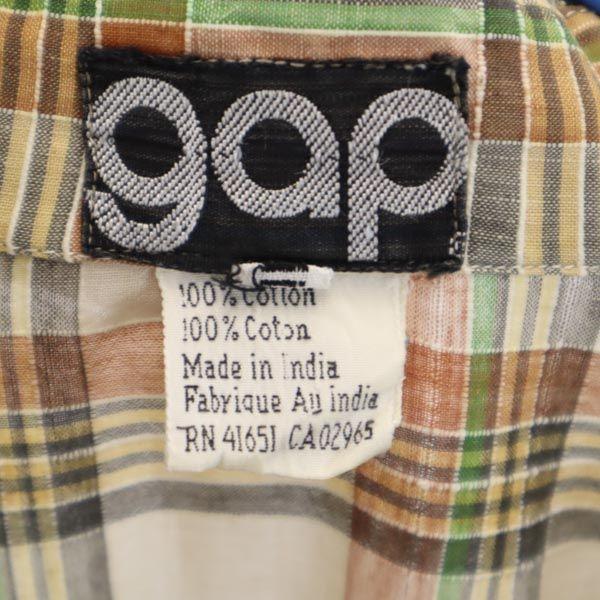 Gap 80s Vintage Check Pattern Long Sleeve Shirt Beige Men's Used