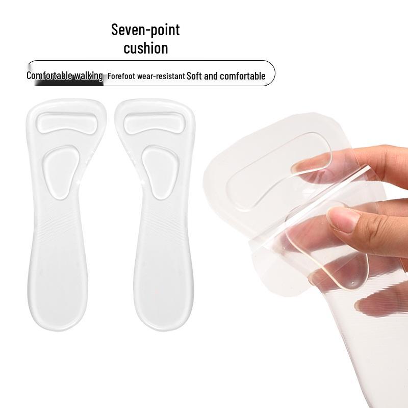 Washable Silicone Three-Quarter Insole: Soft, Self-Adhesive, Reusable Comfort for High Heels